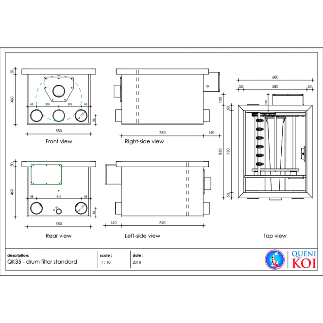Pond filtration with QK35 Drum Filter and automatic cleaning