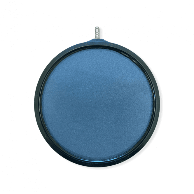 QK Air Stones – Ceramic air stone for pond aeration with 4mm fitting, blue circular design.