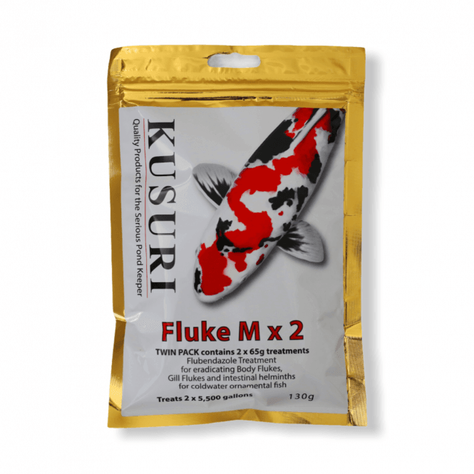 Applying Kusuri Fluke M slowly to koi pond return