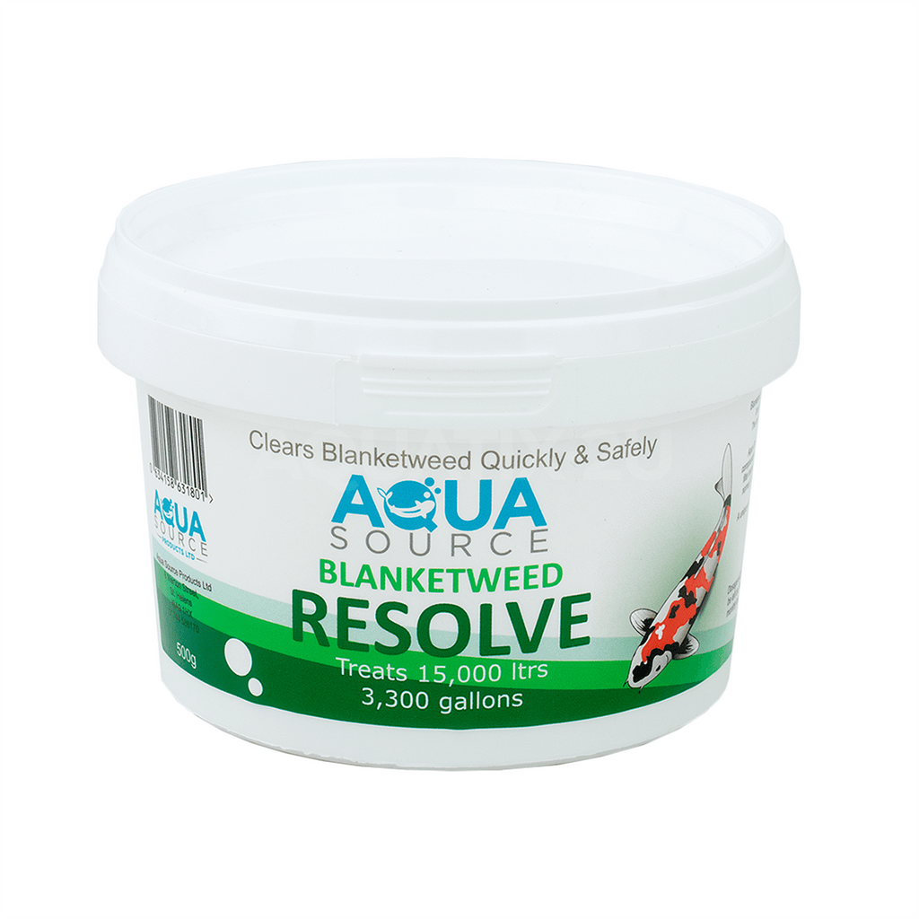 Aquasource Blanketweed Resolve pond treatment container for removing blanketweed quickly and safely.