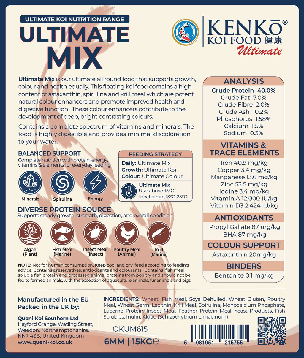 Kenko Ultimate Mix Premium Koi Food 3mm/6mm - 1kg, 3kg, 5kg, 15kg