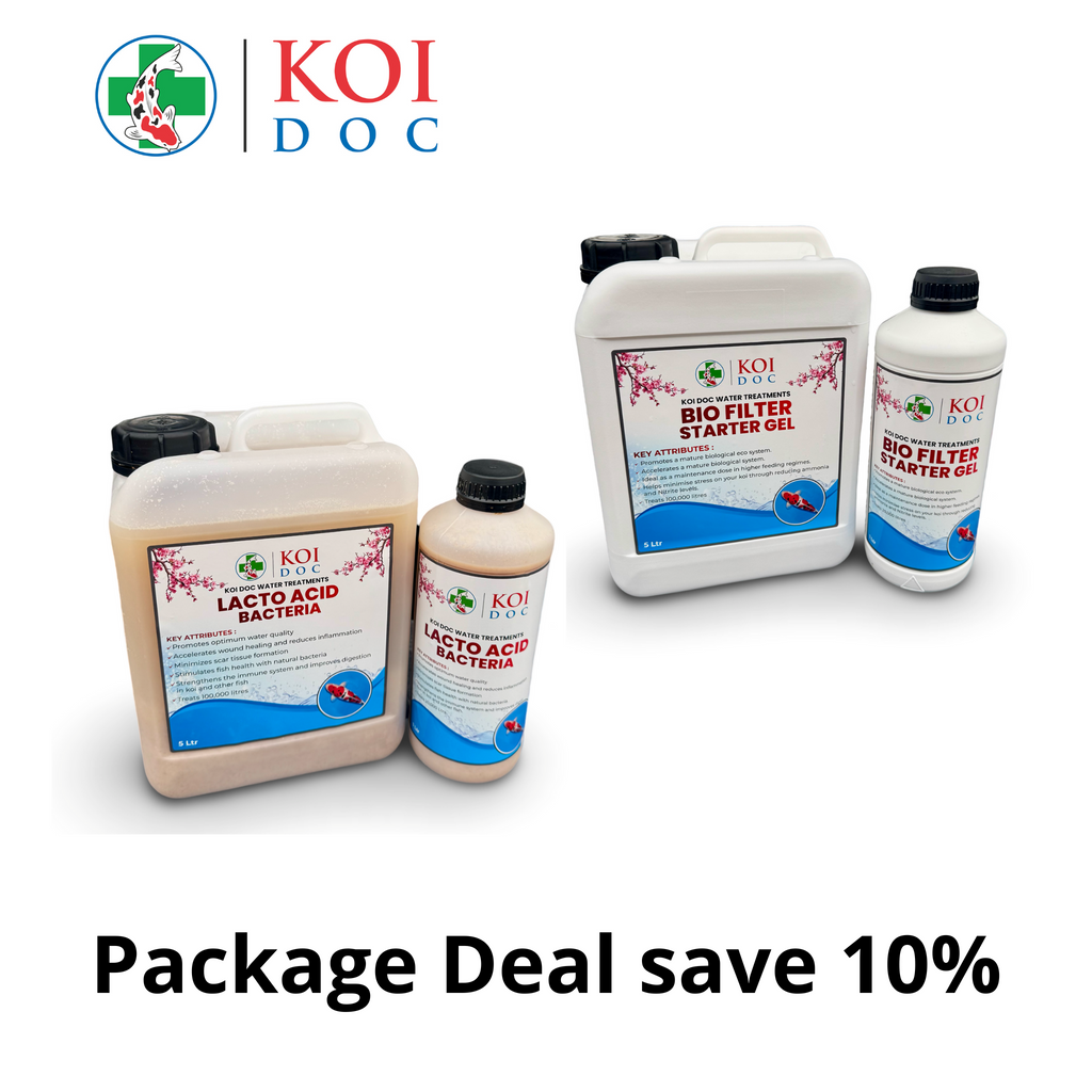 Koi Doc Filter Start Gel and Lacto Bacteria Acid 1 Litre or 5 Litre package deal