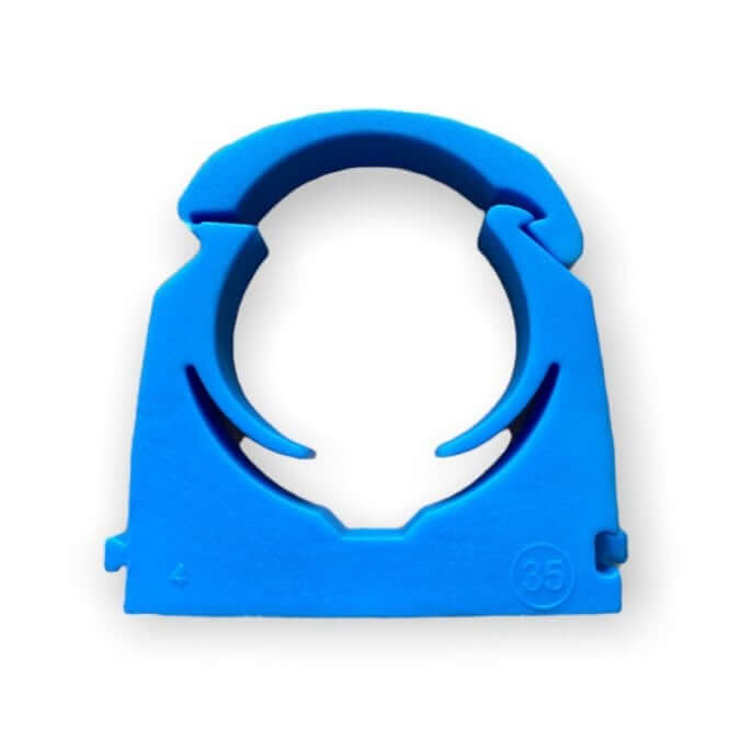 DVS Submersible UV compatible blue plastic clip for secure mounting, designed for durability and easy installation.