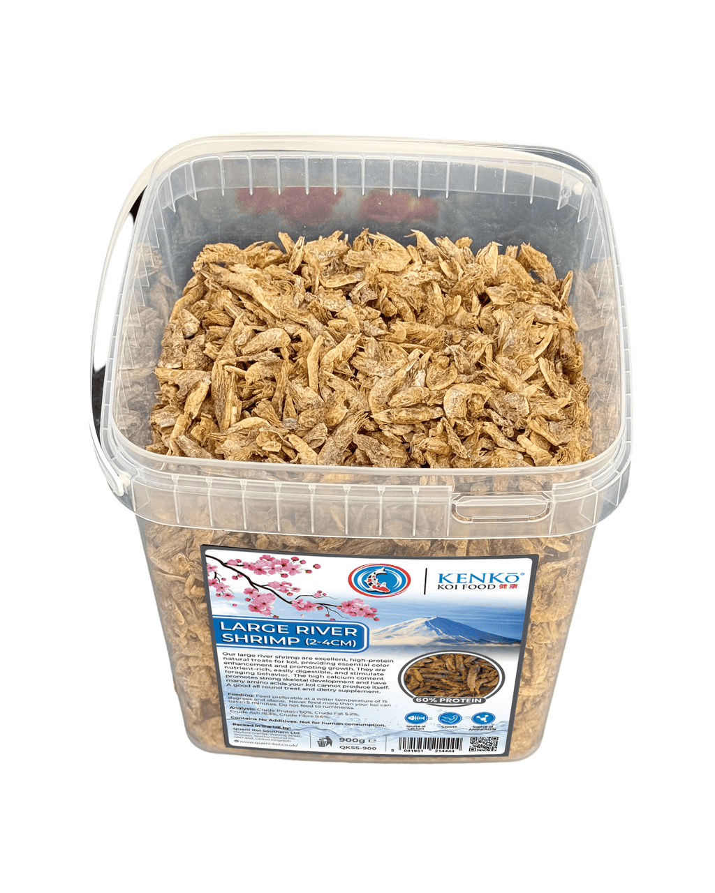 Close-up of dried large river shrimp for koi feeding Kenko Dried Large River Shrim