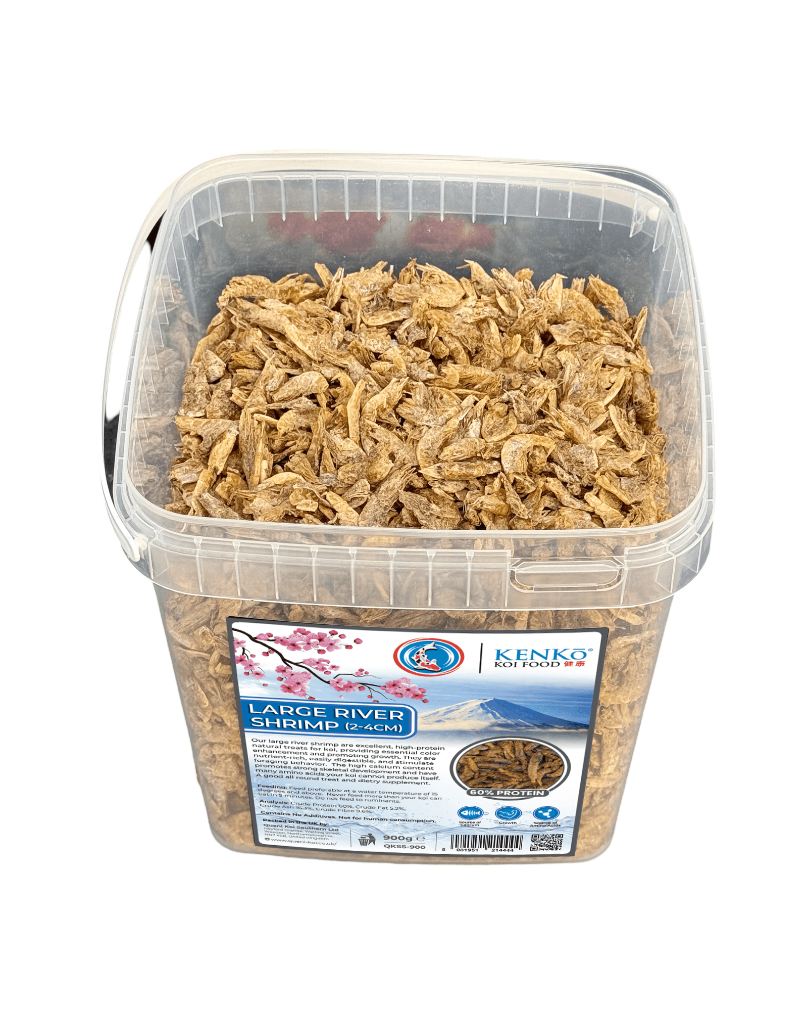 Close-up of dried large river shrimp for koi feeding Kenko Dried Large River Shrim