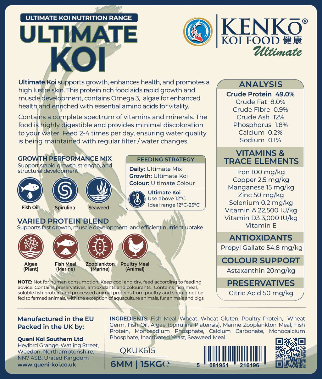 Kenko Ultimate Koi Premium Food 3mm or 6mm 1kg, 3kg, 5kg, 15kg