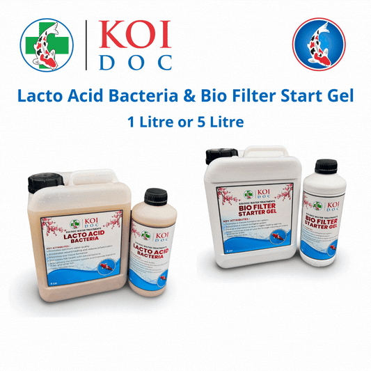 Koi Doc Filter Start Gel and Lacto Bacteria Acid 1 Litre or 5 Litre package deal