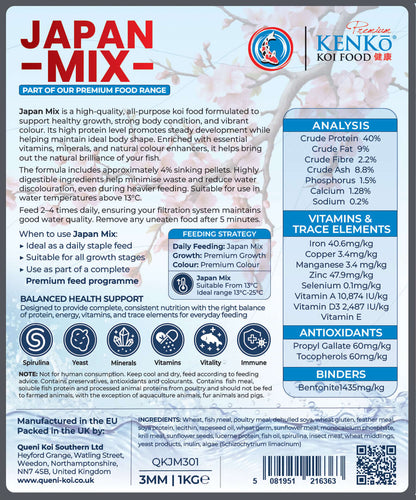 Kenko Japan Mix Premium Complete Koi Food 3mm/6mm 1kg, 3kg, 5kg, 15kg