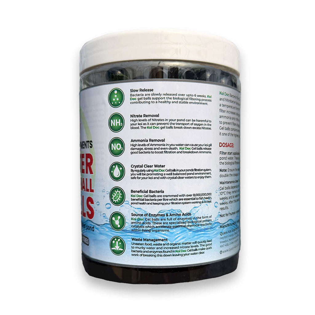 Koi Doc Filter Starter & Pond Maintenance 4cm Bacteria Gel balls, 1 Litre