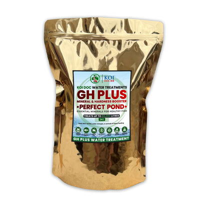 Koi Doc GH+ Mineral and Hardness Booster, essential minerals for healthy fish in koi ponds.