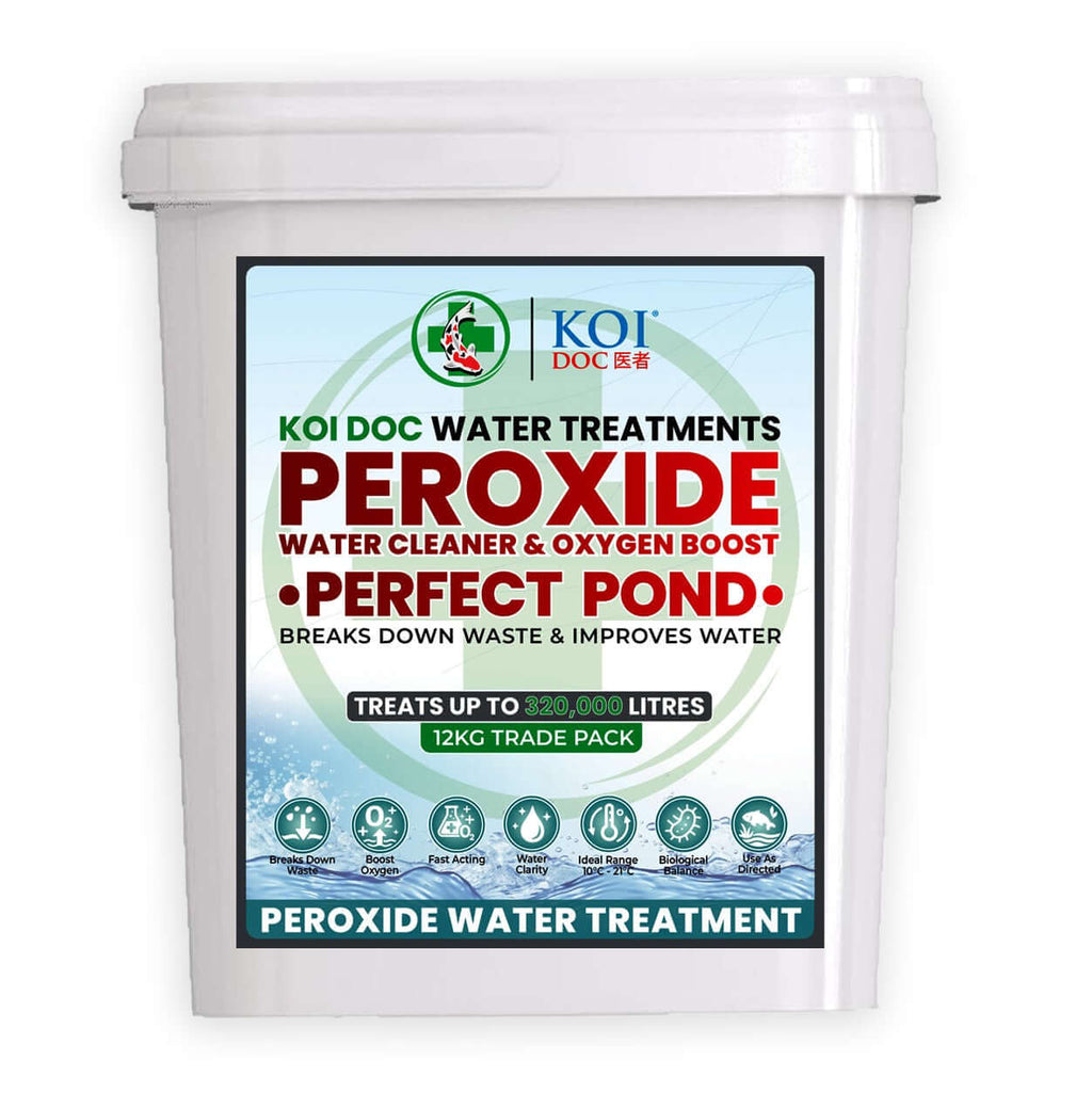 Koi Doc Peroxide Oxygen Booster, pond cleaner, Perfect Pond water treatment in 12KG trade pack.