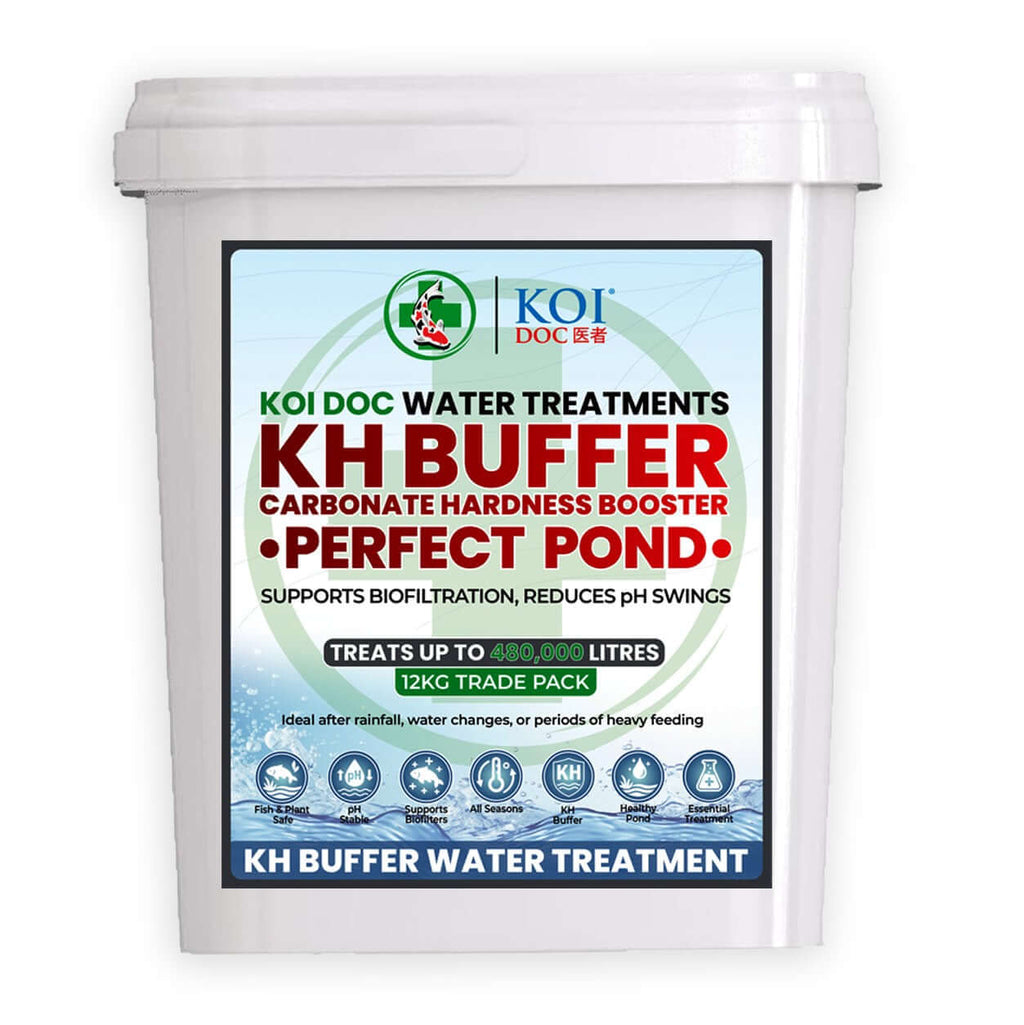 Koi Doc KH Buffer Carbonate Hardness Booster for pond water treatment, supports biofiltration and reduces pH swings.