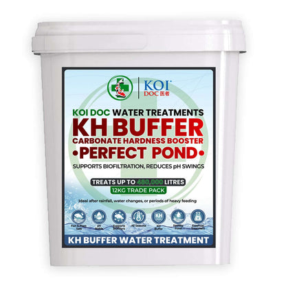 Koi Doc KH Buffer Carbonate Hardness Booster for pond water treatment, supports biofiltration and reduces pH swings.