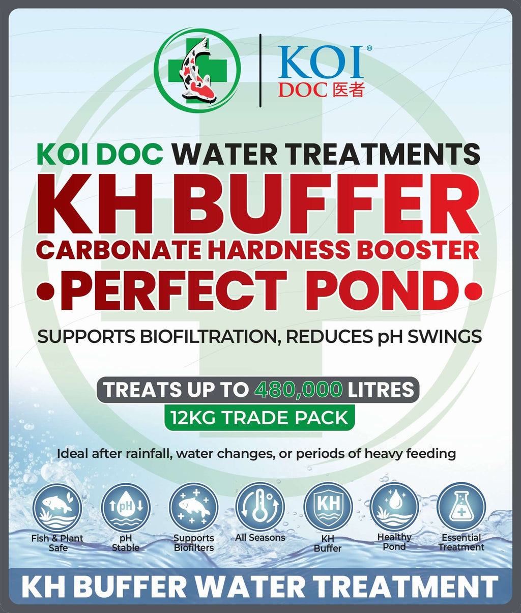 Koi Doc KH Buffer Carbonate Hardness Booster Perfect Pond image, supports biofiltration and reduces pH swings.