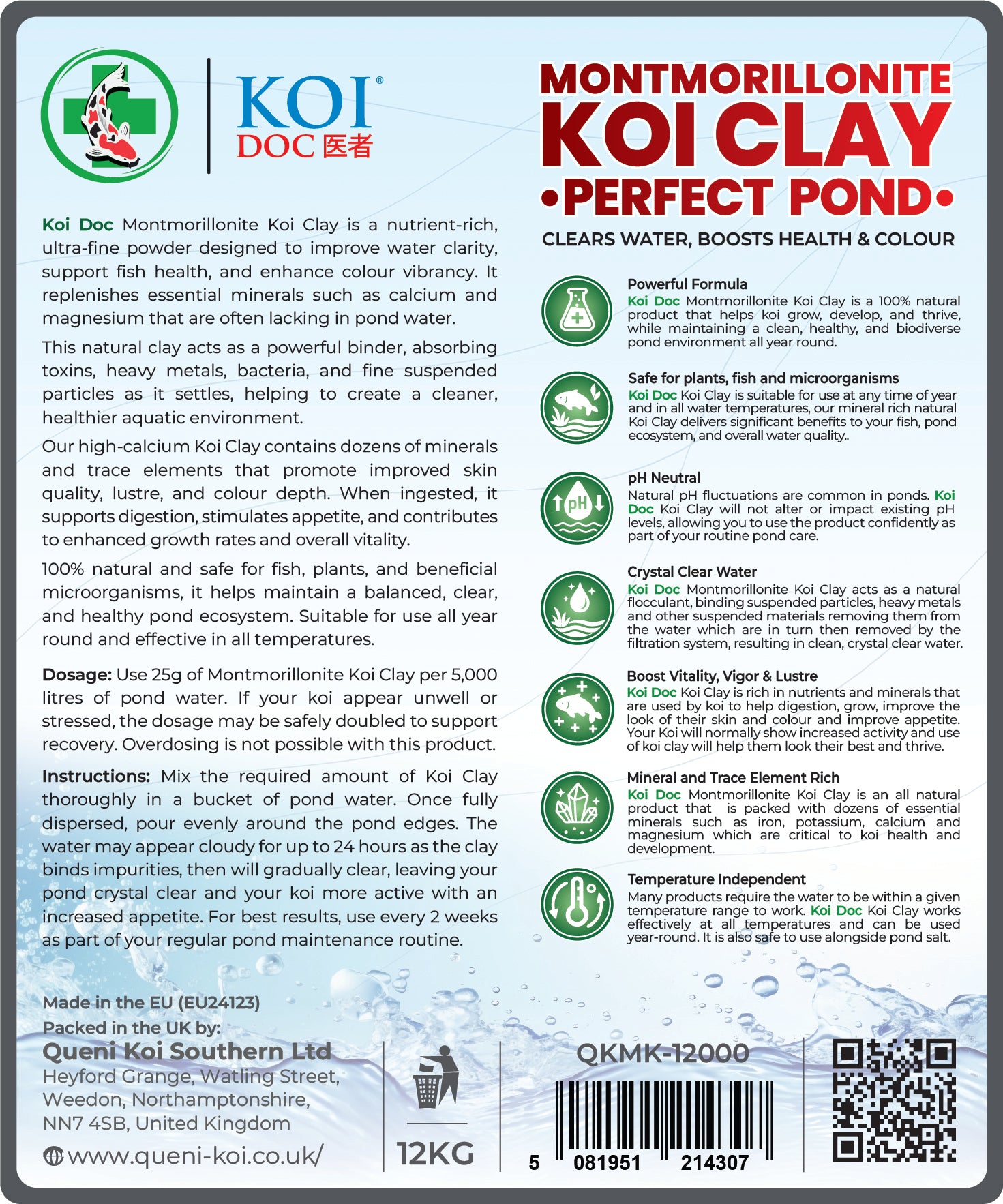 Koi Doc Koi Clay Water Treatment Mineral-Rich Powder for Vibrant Koi Color