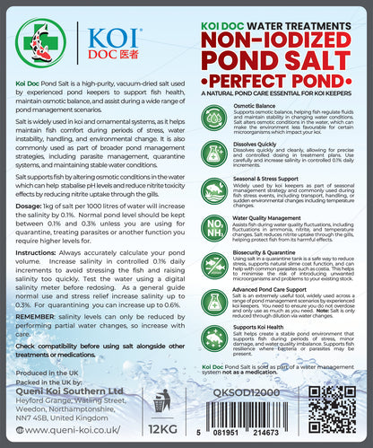 Koi Doc Non-Iodized Pond Salt, Essential Natural Pond and Koi Treatment