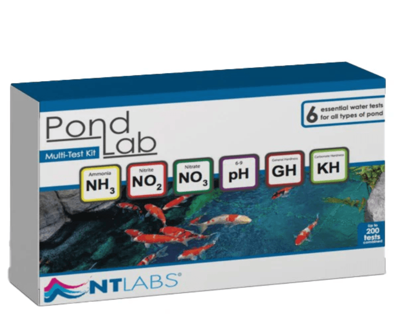 Pond Lab Multi Test Kit with 200 liquid drop tests for ammonia, nitrite, nitrate, pH, GH and KH