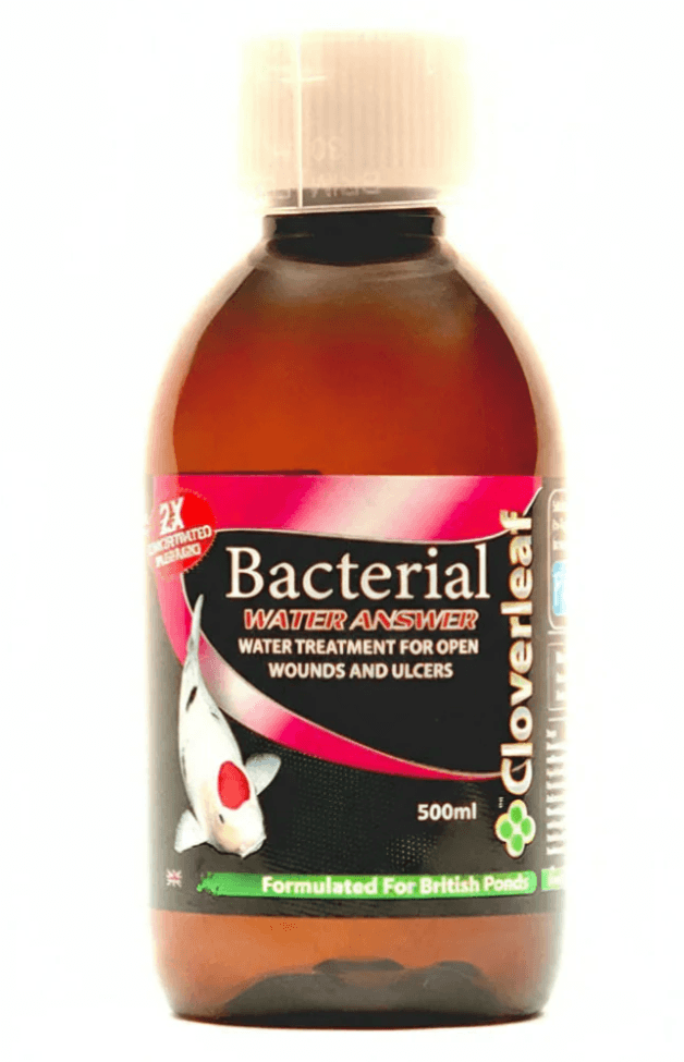 Cloverleaf Bacterial Water Answer 500ml bottle for treating bacterial infections in ornamental fish.
