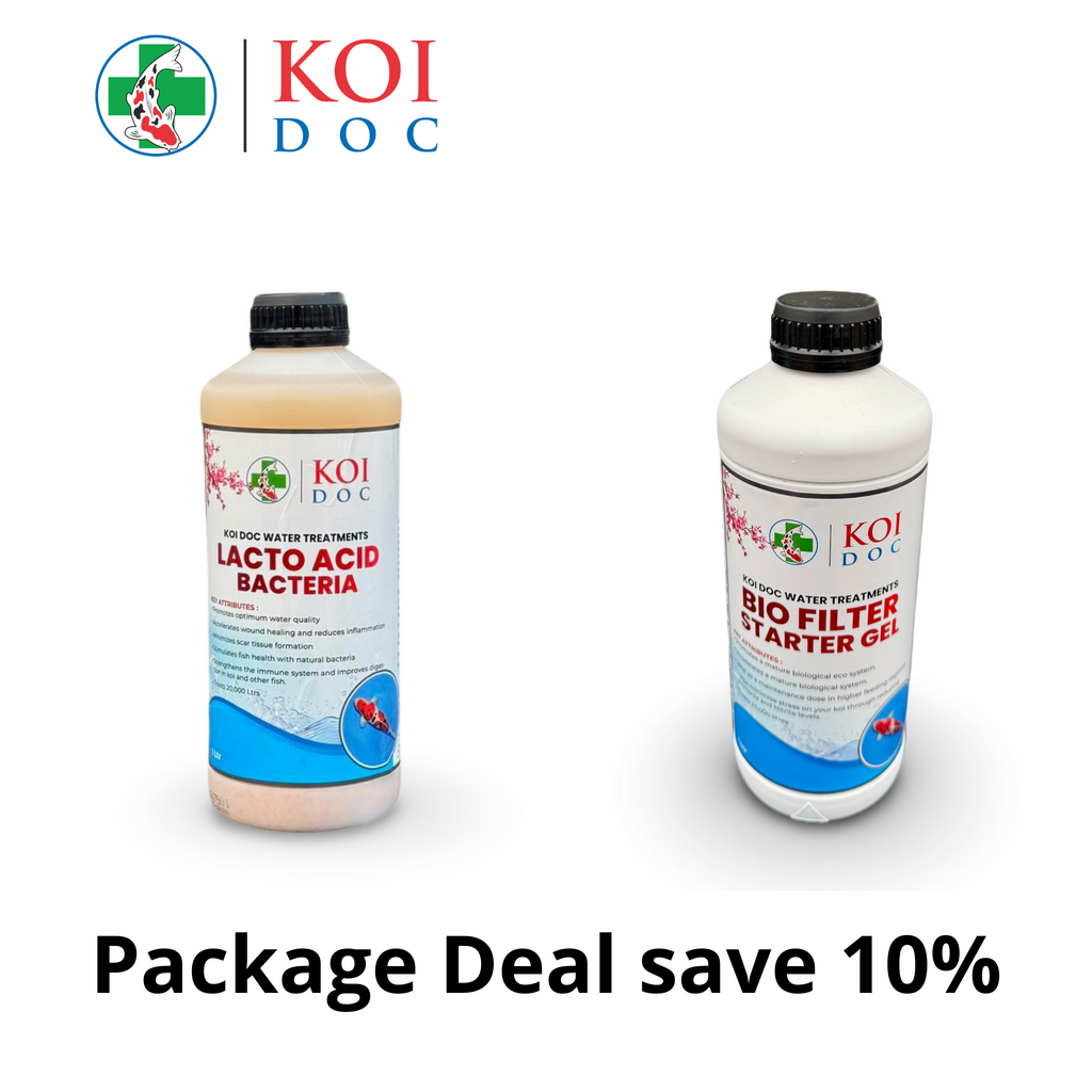 Koi Doc Filter Start Gel and Lacto Bacteria Acid 1 Litre or 5 Litre package deal