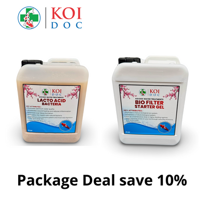 Koi Doc Filter Start Gel and Lacto Bacteria Acid 1 Litre or 5 Litre package deal